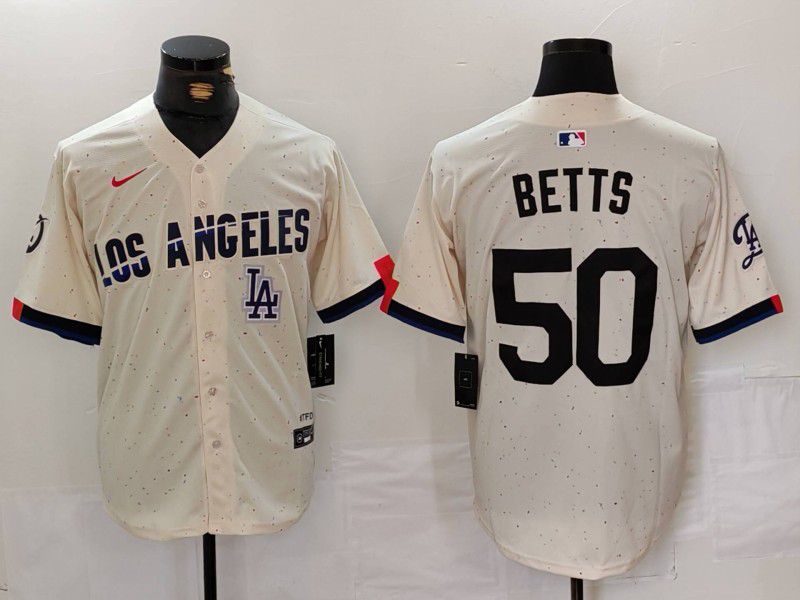 Men Los Angeles Dodgers #50 Betts Cream Fashion Nike Game MLB Jersey style 7013->los angeles dodgers->MLB Jersey